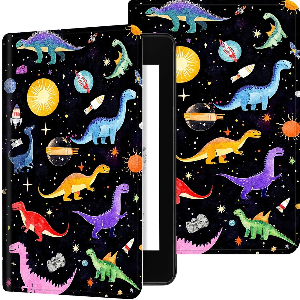 for Kindle Paperwhite 2024 Case, Slim Shockproof Protective Cover with Stand Auto Sleep/Wake Fits Kindle 72024 Paperwhite Case for Kindle 12th Gen & Colorsoft Signature Edition, Galaxy Dinosaur