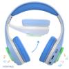 Riwbox CB-7S Kids Wireless Headphones,with Safe Volume Control 74/85/95dB,LED Glow Lights,50H Playtime,Bluetooth V5.3,Built-in Mic, TF Card Slot,for Travel/School/Phone/Laptop(Blue&Grey) view 2