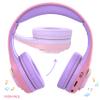Riwbox CB-7S Kids Wireless Headphones,with Safe Volume Control 74/85/95dB,LED Glow Lights,50H Playtime,Bluetooth V5.3,Built-in Mic, TF Card Slot,for Travel/School/Phone/Laptop(Pink&Purple) view 2
