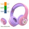 Riwbox CB-7S Kids Wireless Headphones,with Safe Volume Control 74/85/95dB,LED Glow Lights,50H Playtime,Bluetooth V5.3,Built-in Mic, TF Card Slot,for Travel/School/Phone/Laptop(Pink&Purple) view 3