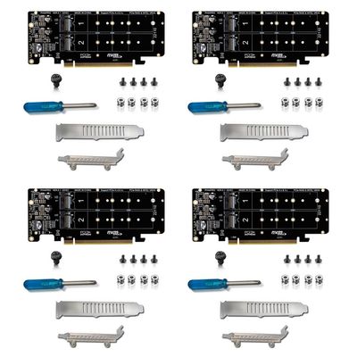 Wuden 4X PCIE X16 to M.2 M-Key NVMEx4 SSD 2U Server Riser Card Double-Sided 4-Disk NVME PCI-EX16 Split Card