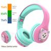 Riwbox CB-7S Kids Wireless Headphones,with Safe Volume Control 74/85/95dB,LED Glow Lights,50H Playtime,Bluetooth V5.3,Built-in Mic, TF Card Slot,for Travel/School/Phone/Laptop (Pink&Green) view 3