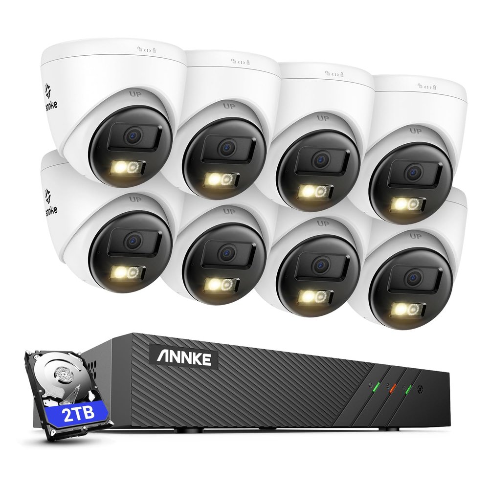 ANNKE 3K 8CH PoE Security Camera System, H.265+ 8CH NVR with 2TB HDD, 4pcs Surveillance Outdoor PoE Camera, AI Human&Vehicle Detection, 2-Way Talk, 3K@20fps, 512GB SD Card Slot,Remote Access