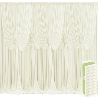 10 Panels Ivory Backdrop Curtains for Wedding Party Wrinkle Free Backdrops Curtain Drapes Fabric Decorations Photo Back Drop Cloth for Baby Shower Photography Stage Reception 50ft(W) x 12ft(H)