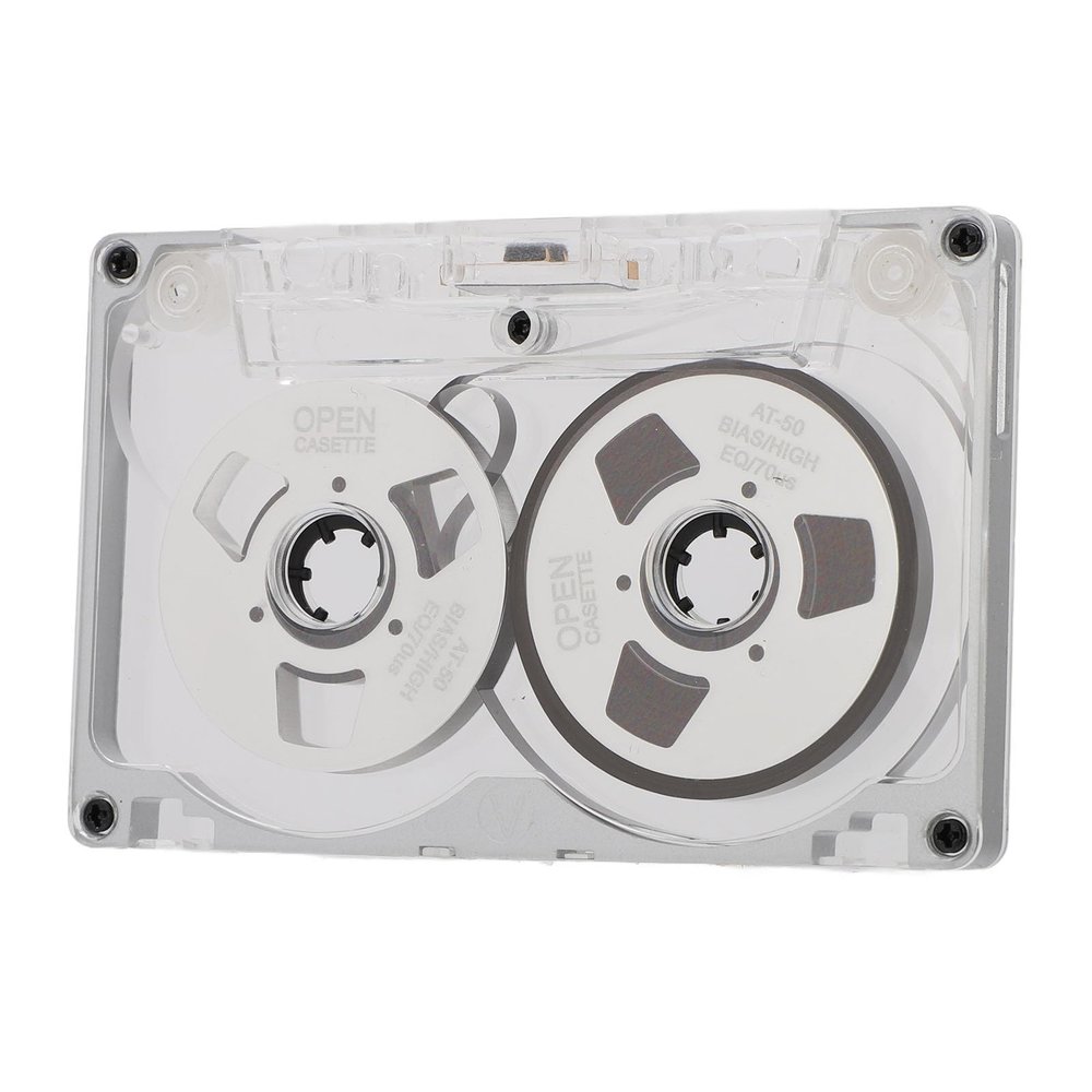 Reel to Reel Blank Cassette Tape for Music Recording, Blank Sound Cassette Tape DIY Homemade 55 Minutes Aluminum Empty Cassette Tape for Music Recording (Silver Frame Silver Plate)