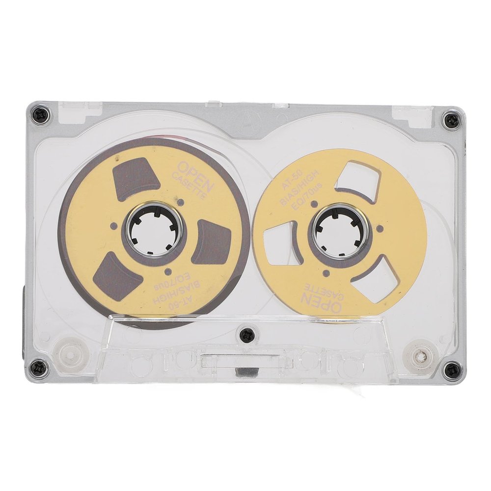 Reel to Reel Blank Cassette Tape for Music Recording, Blank Sound Cassette Tape DIY Homemade 55 Minutes Aluminum Empty Cassette Tape for Music Recording (Silver Frame Gold Plate)