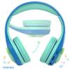 Riwbox CB-7S Kids Wireless Headphones,with Safe Volume Control 74/85/95dB,LED Glow Lights,50H Playtime,Bluetooth V5.3,Built-in Mic, TF Card Slot,for Travel/School/Phone/Laptop(Blue&Green) view 2