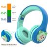 Riwbox CB-7S Kids Wireless Headphones,with Safe Volume Control 74/85/95dB,LED Glow Lights,50H Playtime,Bluetooth V5.3,Built-in Mic, TF Card Slot,for Travel/School/Phone/Laptop(Blue&Green) view 3