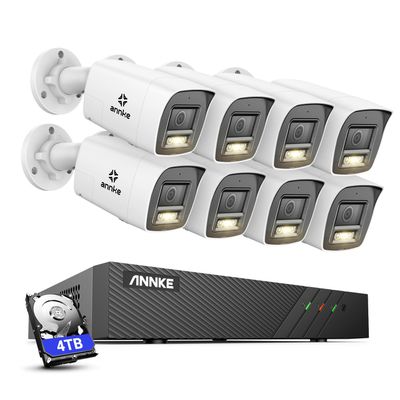 ANNKE 3K 8CH PoE Security Camera System, H.265+ 8CH NVR with 4TB HDD, 4pcs Surveillance Outdoor PoE Camera, 2-Way Audio, 3K@20fps, 512GB SD Card Slot,Human&Vehicle Detection, Remote AccessFlash Alarm