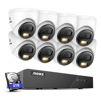 ANNKE 3K 8CH PoE Security Camera System, H.265+ 8CH NVR with 4TB HDD, 4pcs Surveillance Outdoor PoE Camera, AI Human&Vehicle Detection, 2-Way Talk, 3K@20fps, 512GB SD Card Slot,Remote Access