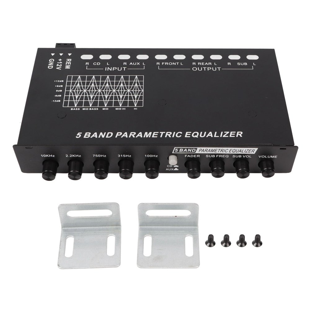 Car Equalizer 5 Car Audio Equalizer Adjustable 5 Bands Precise Tuning EQ Tuning Crossover Amplifier Graphic Equalizer