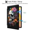 Case for 7" All-New Kindle Paperwhite (12th Generation, 2024) and Kindle Colorsoft Signature Edition PU Leather 360 Degree Rotating Swivel Stand Smart Cover with Auto Wake/Sleep,Flowers Skull view 3
