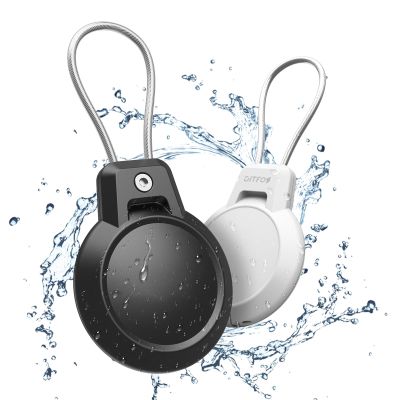AirTag Holder - 2 Pack Waterproof AirTag Keychain Holder for Apple AirTag, 360 Secure AirTag Case with Metal Cable, AirTag Accessories, Airtag Holder for Luggage, Backpack, Key, Pet. - Black/White