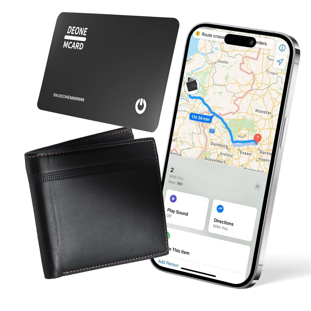 Wallet Tracker Card, Compatible with Find My (iOS Only), Ultra Thin Item Finder for Wallet, Luggage Tag, Passport etc, IPX7 Waterproof (Black)