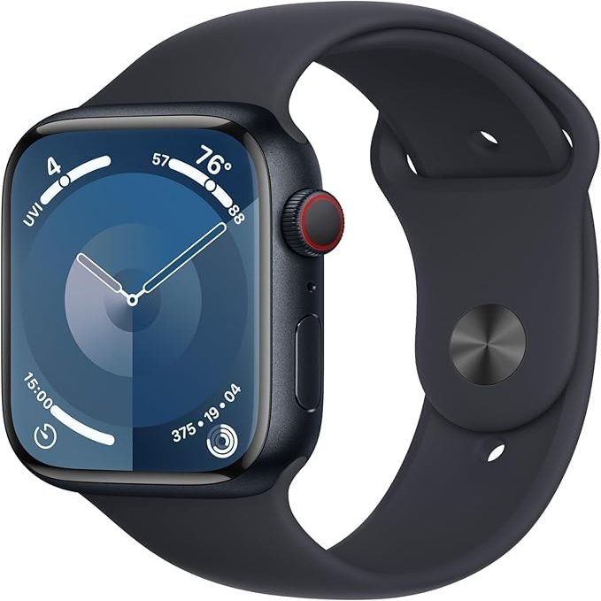 Apple Watch Series 9 (GPS + Cellular 45mm) Midnight Aluminum Case with Midnight Sport Band M/L (Renewed Premium)