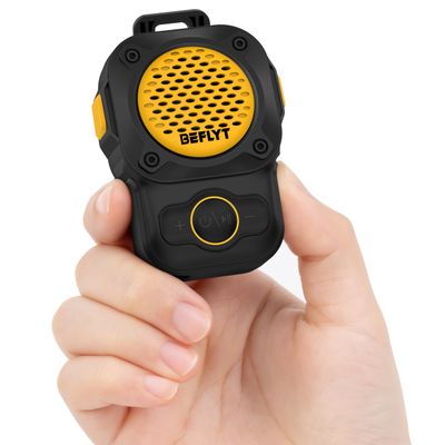 Clip-On Wireless Bluetooth Speaker - IPX7 Waterproof, 10H Playtime, Built-in Mic - Ultra-Light Wearable Speaker for Running, Hiking, Work & Outdoor (Yellow)