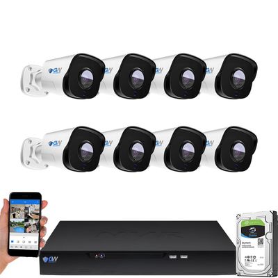 GW Security NDAA & TAA Complaint 16 Channel 4K Security Camera System with (4) Bullet and (4) Dome x 8MP PoE Color Night Vision Microphone Cameras, Smart AI Human/Vehicle Detection, Project Friendly