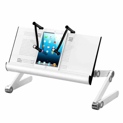 DESALAI Adjustable Book Holder Stand Laptop Stand,Portable Laptop Workstation Stand,Reading Book Stand Cookbook Stand, Aluminum Alloy Computer Table for Bed Cozy, White1