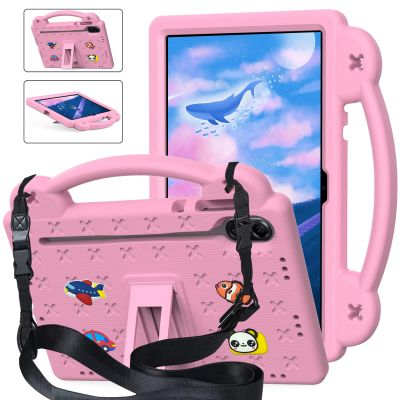 AKABEILA Compatible with Honor Pad X8a 2024/Pad X9 11 inch 2024/Infinix Xpad 11 inch X1101 2024 Tablet Case, Kids Shockproof Protective Case with Shoulder Strap & Stand Handle Pink