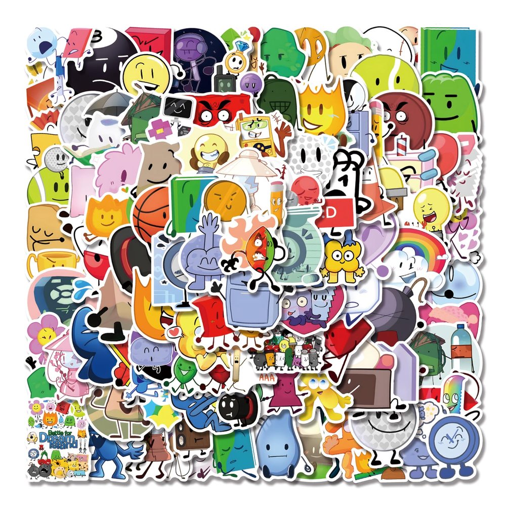 110pcs BFDI Cute Battle for Dream Island Stickers Vinyl Waterproof Decals for Adult for Water Bottle Laptop Luggage Snowboard Guitar Scrapbook Phone Animals Party Stickers
