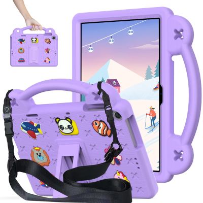 AKABEILA Compatible with Amazon Fire HD 8/HD 8 Plus (2020/2022)/Fire HD 8 2024 Tablet Case, Kids Lightweight Shockproof Protective Case with Shoulder Strap & Stand Handle Light Purple