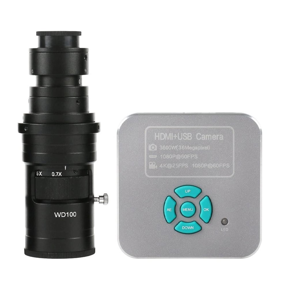 Lab Microscope Accessories 36MP 4K 1080P 60FPS USB Digital Industrial Video Microscope Camera C Mount(with 200X Lens)