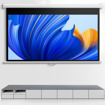 60''/72'' Projection Screen 4K 16:9 HD Self-Locking Portable Movie Screen Outdoor Indoor Pull Down Cinema Screen for Movie Home Theater Backyard Partying(72 in)
