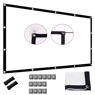 Projector Screen 60/72/84/100/120/150/180/200 Inch, Movie Projector Screen 16:9/4:3 Foldable and Portable Projection Video Projector Screen for Home Theater Backyard Cinema(16:9,60 inch Screen)