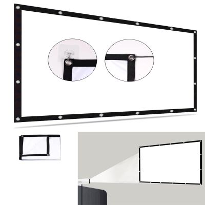 Hoiweqr 60/72/84/100/120/150/180/200 Inch Projector Screen, Portable Outdoor Movie Screen, Anti-Crease Foldable Projection Screen 16:9/4:3 for Home Theater Presentation Education(16:9,60 inch Screen)