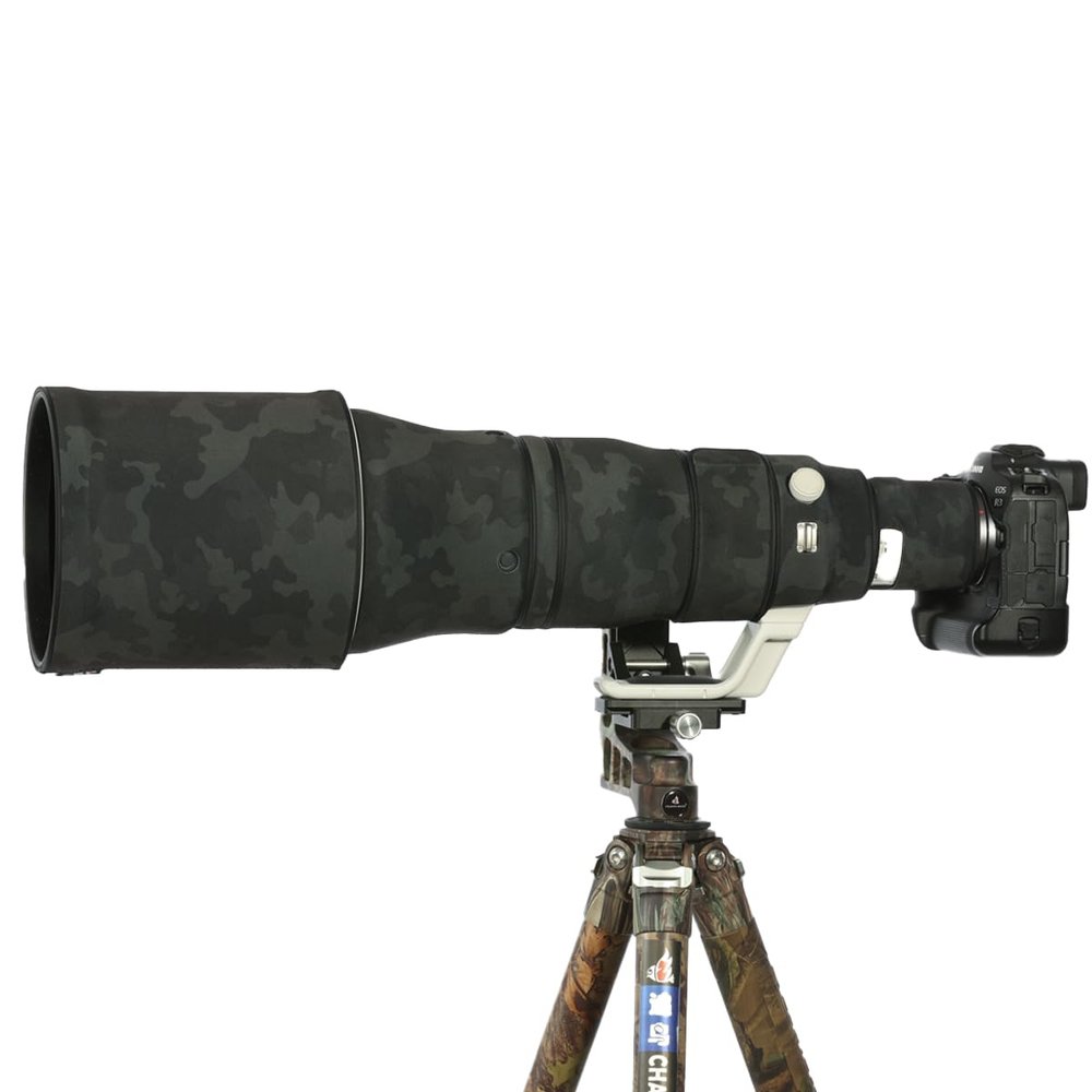 CHASING BIRDS Lens Camouflage Waterproof Coat for Canon RF 600mm F4 L is USM Rainproof Lens Protective Cover Version IV (Shadow Black, with Extender RF 1.4X)