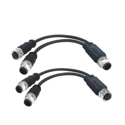 HFHYDZSW M12 Wire Splitter Y-Type 4 5 8 Pin Connecting Cable Connector Industrial Grade 250V 22AWG Shielded Connector Line(1 Female to 2 Female,1M_8P)