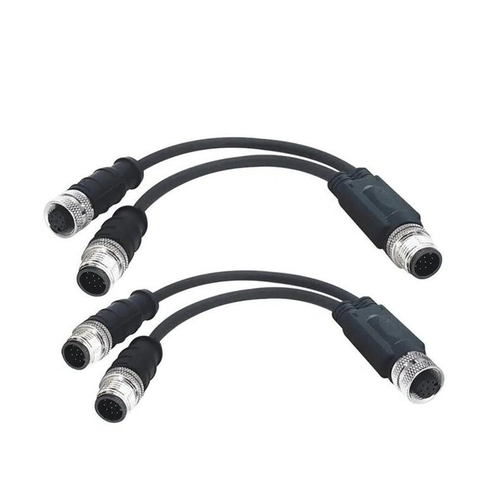 HFHYDZSW M12 Wire Splitter Y-Type 4 5 8 Pin Connecting Cable Connector Industrial Grade 250V 22AWG Shielded Connector Line(1 Female to 2 Female,1M_8P)