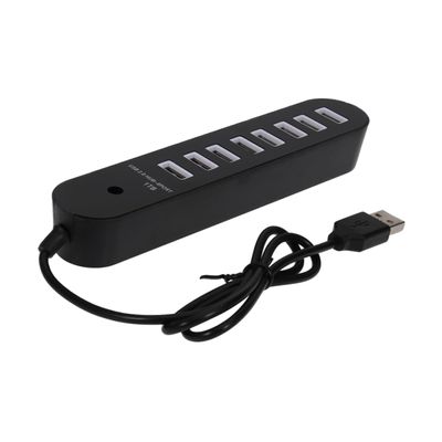 DirectNine Basics 8-Port Type DM-HB70 USB 2.0 Laptop Phone Tablet Hub Compact Design Black Dissipation Energy Efficiency