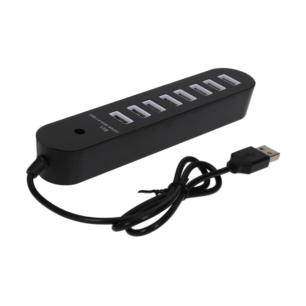 DirectNine Basics 8-Port Type DM-HB70 USB 2.0 Laptop Phone Tablet Hub Compact Design Black Dissipation Energy Efficiency