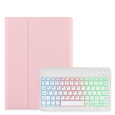 Backlit Keyboard Case for Galaxy Tab Tab S9 FE+ / Tab S10+ / Tab S9+ / Tab S8+ / Tab S7+ / Tab S7 FE 12.4 inch Case with Keyboard Backlight Detachable keyboard Cute Candy Color Case ,Pink+White