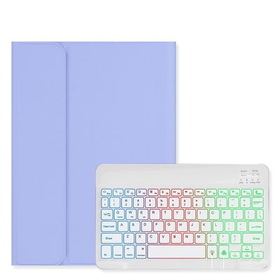 Backlit Keyboard Case for Galaxy Tab Tab S9 FE+ / Tab S10+ / Tab S9+ / Tab S8+ / Tab S7+ / Tab S7 FE 12.4 inch Case with Keyboard Backlight Detachable keyboard Cute Candy Color Case ,Purple+White