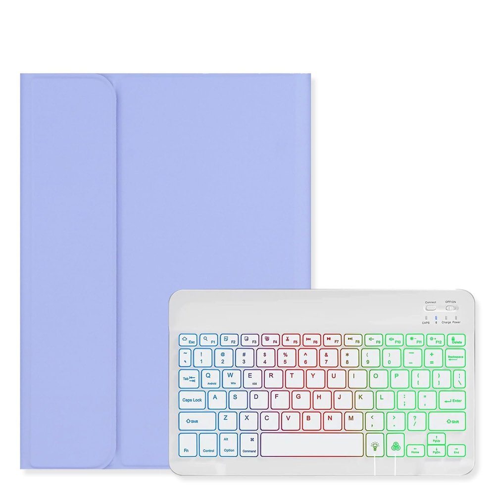 Backlit Keyboard Case for Galaxy Tab Tab S9 FE+ / Tab S10+ / Tab S9+ / Tab S8+ / Tab S7+ / Tab S7 FE 12.4 inch Case with Keyboard Backlight Detachable keyboard Cute Candy Color Case ,Purple+White