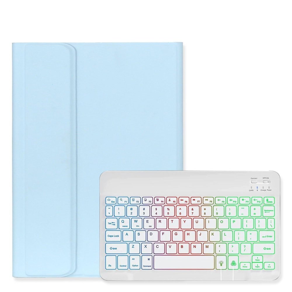 Backlit Keyboard Case for Galaxy Tab Tab S9 FE+ / Tab S10+ / Tab S9+ / Tab S8+ / Tab S7+ / Tab S7 FE 12.4 inch Case with Keyboard Backlight Detachable keyboard Cute Candy Color Case ,SkyBlue+White