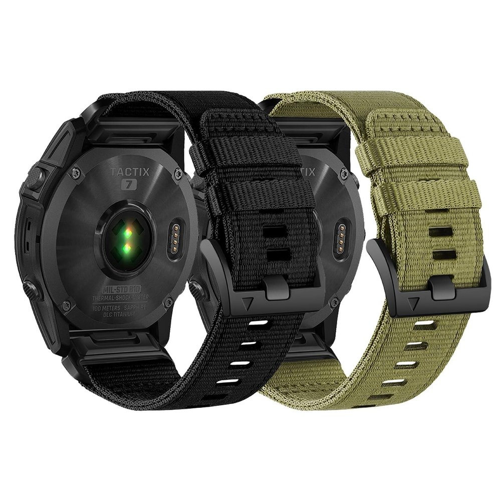 CZKE 26mm Quickfit Watch Band Compatible with Garmin Fenix 7X/ Fenix 6X/ Fenix 5X/ Enduro 2, Rugged Nylon Sport Strap for Garmin Fenix 7X Pro Sapphire Solar/ 6X Pro/5X Plus/Tactix 7(Black+Army Green)