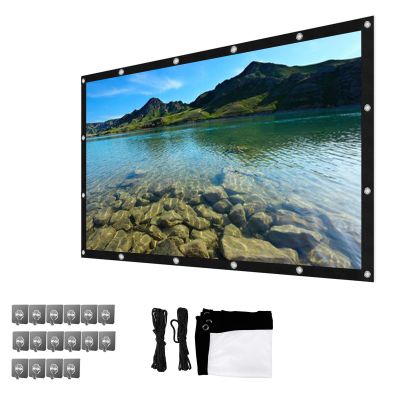 60-200inch Projector Screen, 16:9/4:3 Thicken Projector Curtain Non Crease Home Theater Foldable Projection Screen For Outdoor Camping Movie, Projection Screen Curtain White(16:9,150 inch screen)