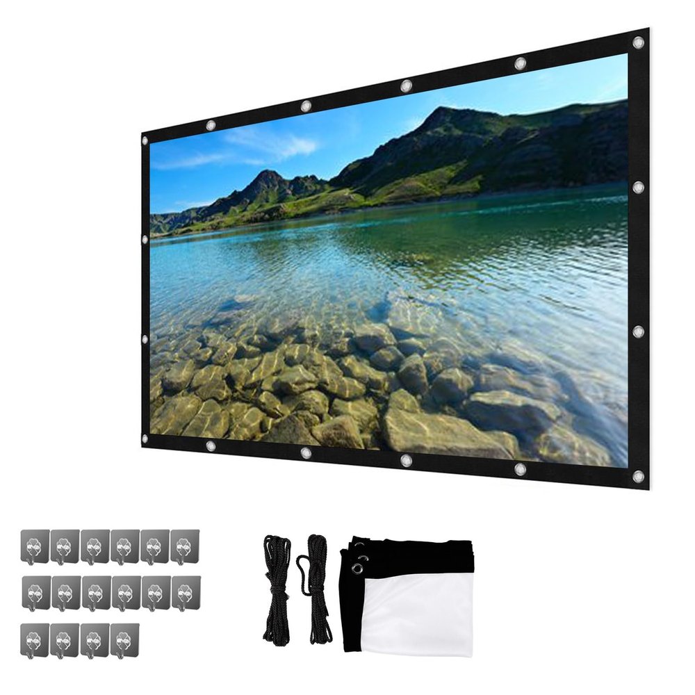 60-200inch Projector Screen, 16:9/4:3 Thicken Projector Curtain Non Crease Home Theater Foldable Projection Screen For Outdoor Camping Movie, Projection Screen Curtain White(16:9,150 inch screen)