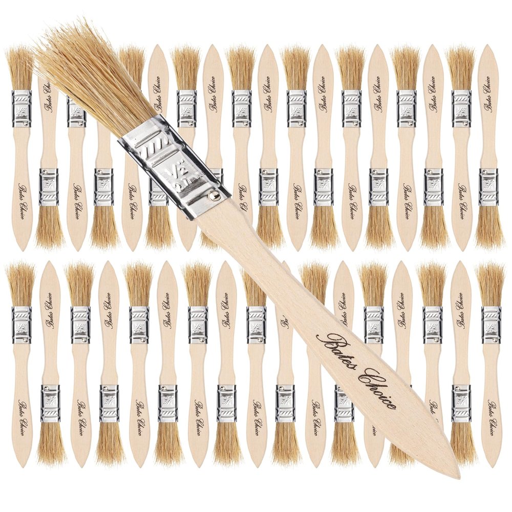 Bates- Chip Paint Brushes for Painting, 1/2 Inch, 36 Pack, Wood Handle, Natural Bristle Paint Brush