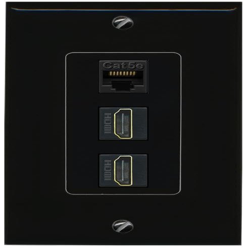RiteAV CAT5E 2 HDMI Wall Plate Decorative Female-Female [Black]
