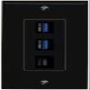 RiteAV 2 USB-3 USBC Wall Plate Decorative Female-Female [Black] view 1