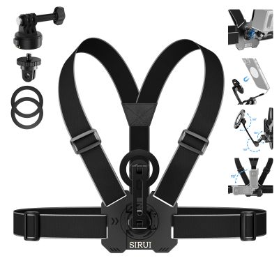 Sirui Quick Release Chest Mount for Action Camera & Phone, Magnetic Adjustable Camera Body Strap with Metal Rings, Body Phone Holder for POV, AM-AC02