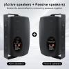 PNWCZ 6.5 Inch Outdoor Waterproof Wall Mount Speakers - Bluetooth 5.3, Wired Wall Mount Active Speakers,Waterproof Weatherproof Design, Compatible with Home Theater/Patio/Garden (Pair Black) view 3