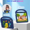 AGROMI Kids Case for iPad(A16) 11th Generation 11 Inch 2025/iPad 10th Generation 10.9 Inch 2022, with Anti-Slip Handle/Foldable Stand/Shoulder Strap, Shockproof Kids iPad 11th/10th Gen Case Navy Blue view 3