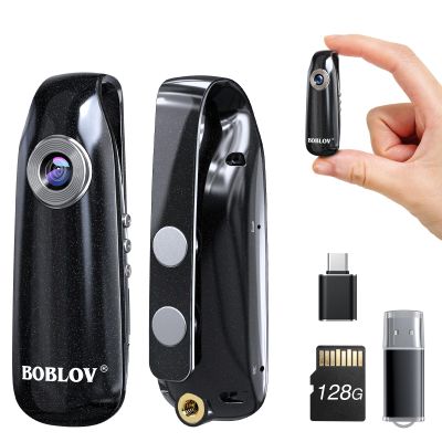 BOBLOV Mini Body Camera with Video: 128GB 007 Pocket Tiny Body Cams with Back Clip,1080P Small Wearable Camera with Audio Recording -User Friendly for Bike/Pet/Home/Proof