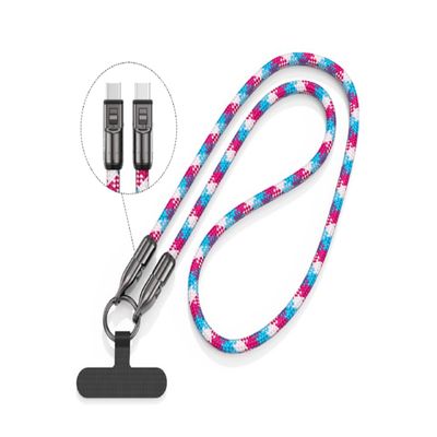2-in-1 Smartphone Strap & PD Charger Cable, 120cm, Pink by LAZOS-LIFE