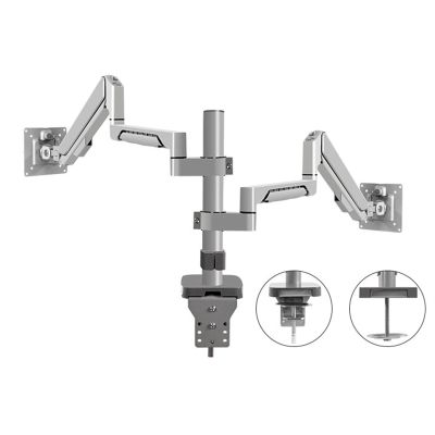 Monitor Mount Arm Dual Monitor Mount Fits Max 32 Inch, 4.4-19.8 Lbs Screens, Fully Adjustable Dual Monitor Arm Desk Mount with Tilt, Swivel, Rotation, VESA 75/100mm Monitor Desk Mount(Silver)